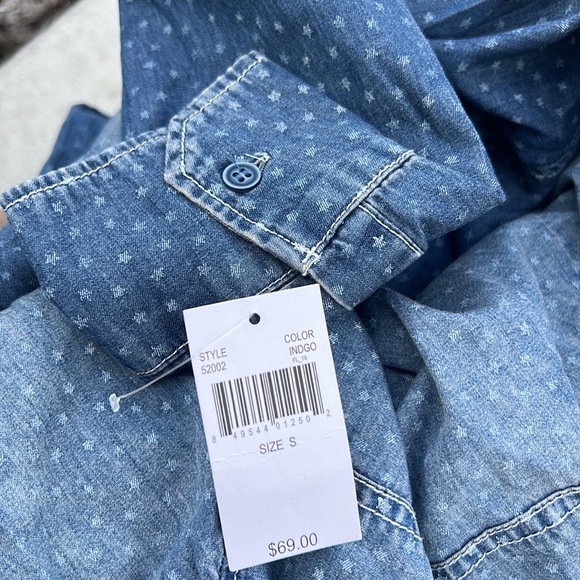 ABS BY ALLEN SCHWARTZ OVERSIZED DENIM SHIRT TOP SIZE S MSRP $69.00 NWT - Picture 9 of 9